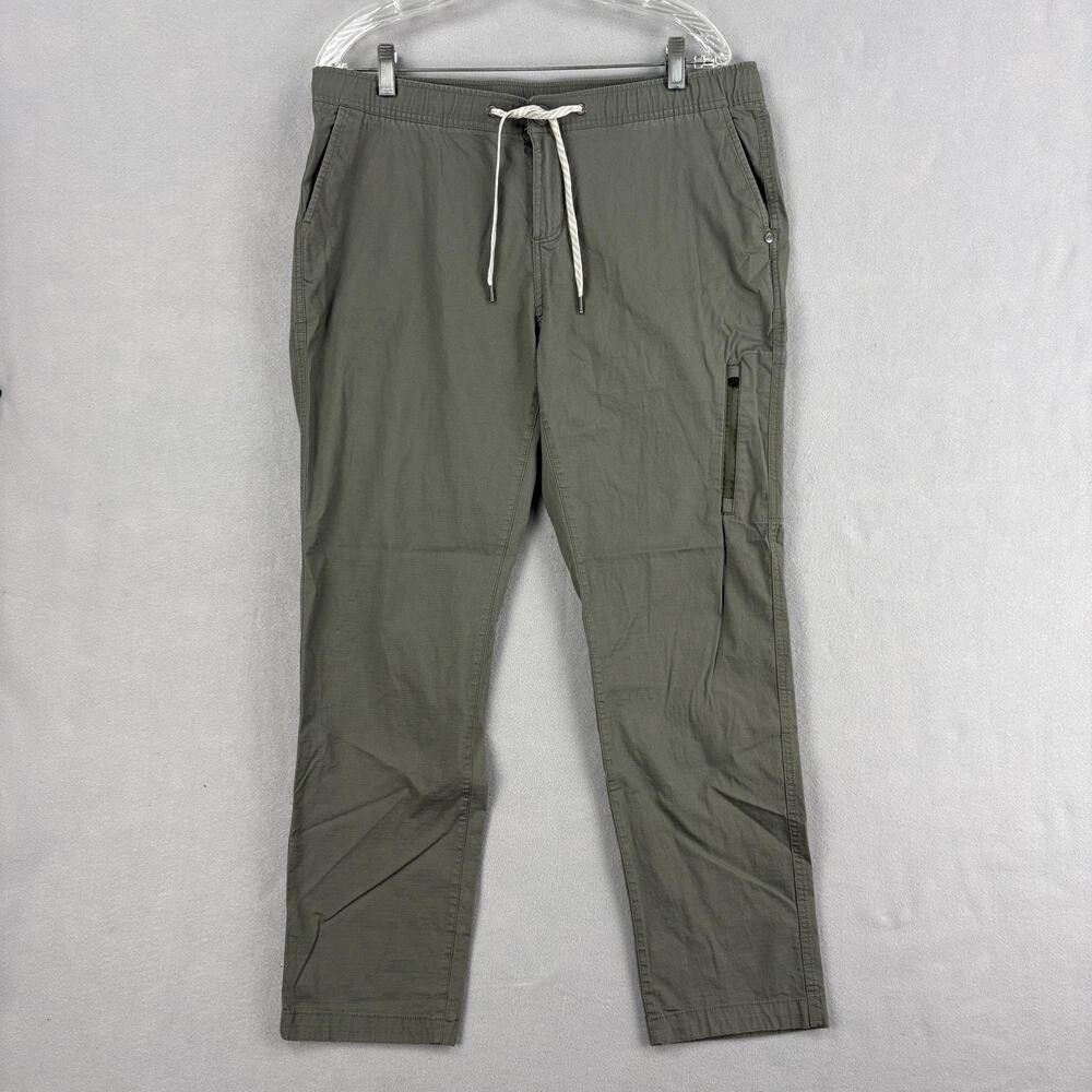 Vuori Ripstop Climber Pants Mens XL Green Lightweight Elastic Waist Zip Pockets